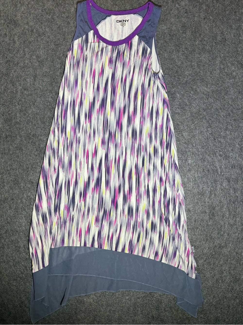 DKNY Purple Multi-Color Printed trapeze dress